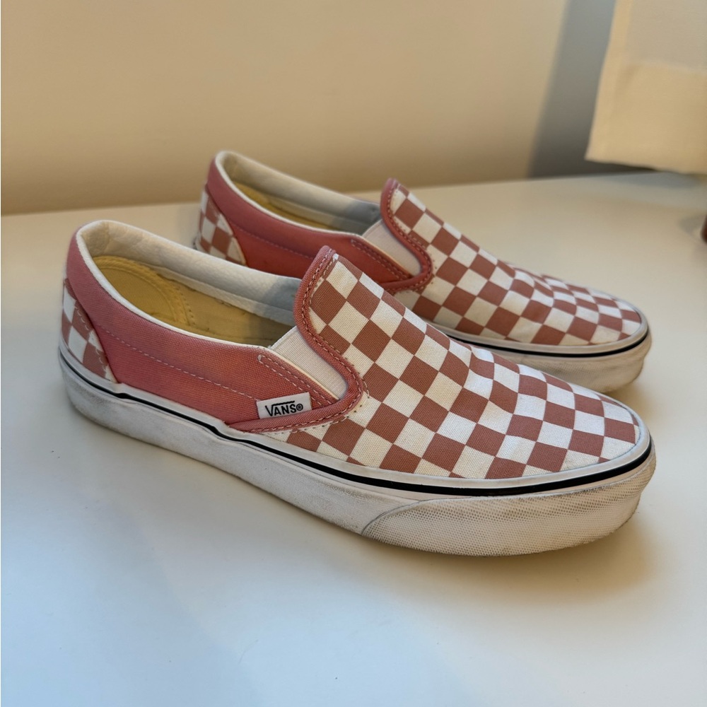 Light pink checkered Vans